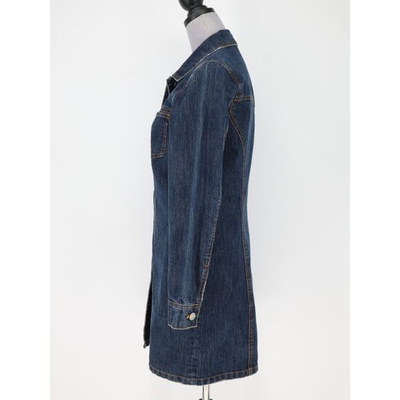 Chicos Denim Dress 0 Womens Small 4 Blue Stretch Cotton Jean Pockets Vintage - Picture 13 of 16